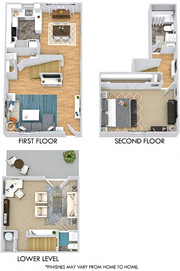 Floor plan for 1 bed, 1.5 baths, 1266 sqft